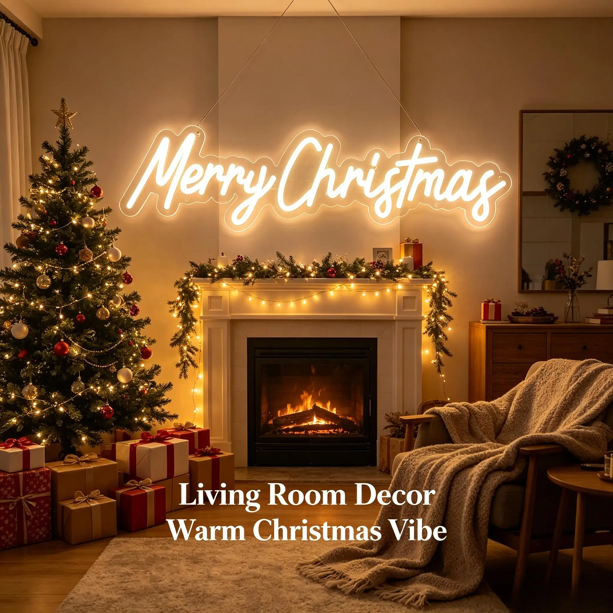 Merry Christmas Neon Sign USB Powered Dimmable Neon Lights For Home Xmas Party Bedroom Living Room Wall Decor Gifts Night Light - view 4