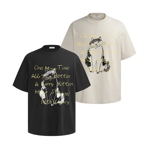 Cat Print Oversized T-shirt Men Women Clothing Hip Hop Y2k Funny Graphic T Shirts High Quality Short Sleeve Tee 2026 New In Tops
