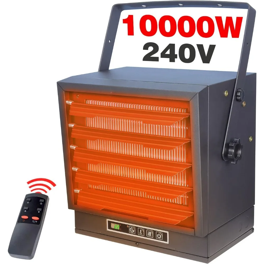 10000W Electric Garage Heater 240V with Thermostat and Timer, Efficient Fan-Forced Shop Heater with Safety Overheat Protection