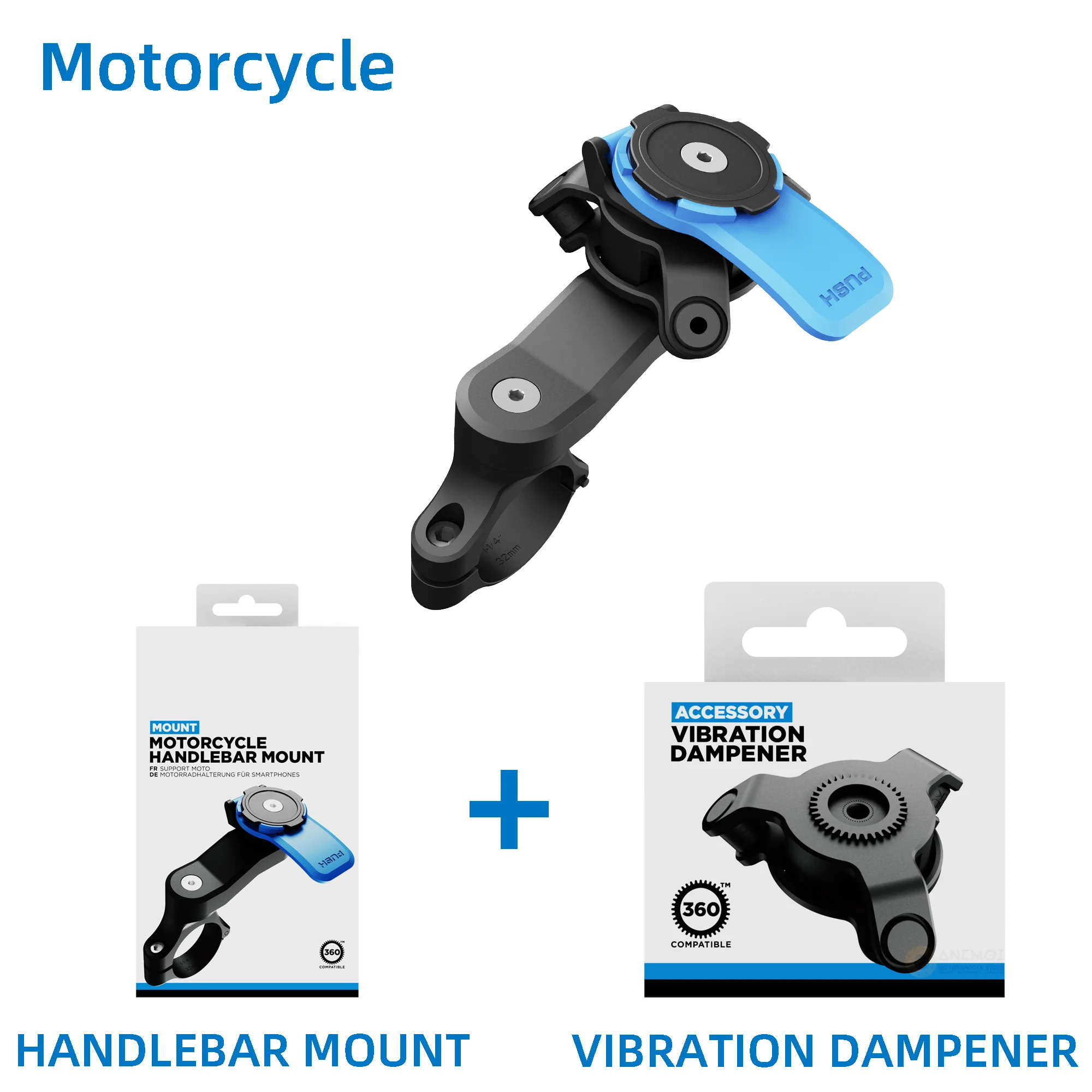 

Motorcycle Phone Mount - Handlebar Mount With Vibration Dampener