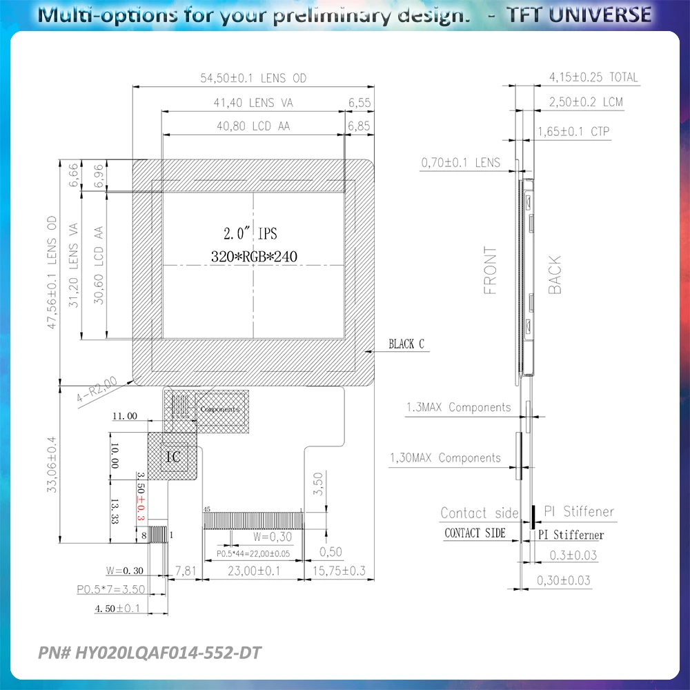 Tela de toque pacitiva de paisagem, 2 polegadas, 320x240 polegadas, com brilho mcu/spi/rgb 600cd, tela de ângulo de visão, controlador ili9342