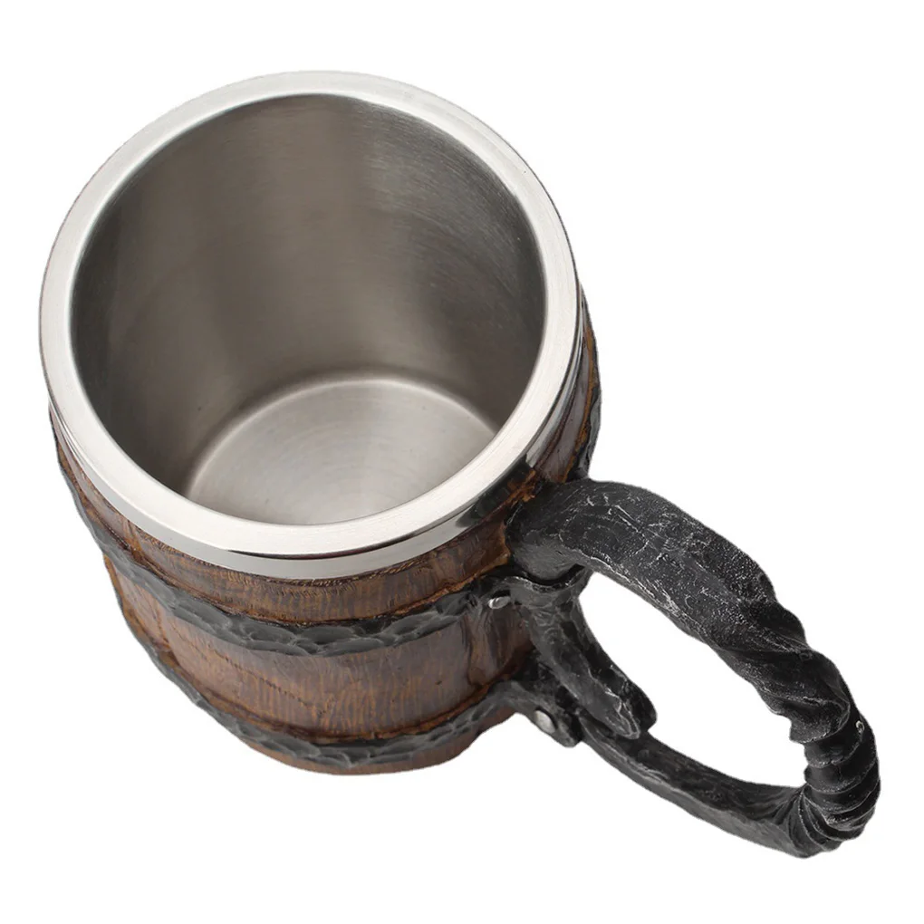 

Simulated Wooden Double-layer Mug For Unique Drinking Sessions Stainless Steel Beer Cup Book Cup