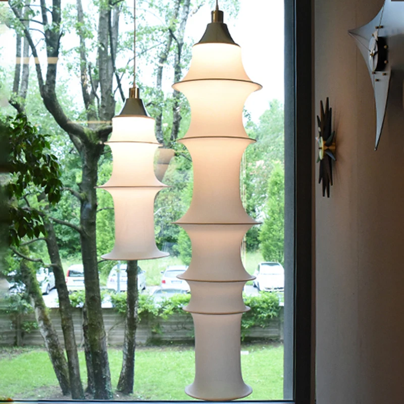 Japanese Restaurant Silk Pendant Light Minimalist Fabric Lampshade Pendant Lamp Dining Room Designer Homestay Lantern