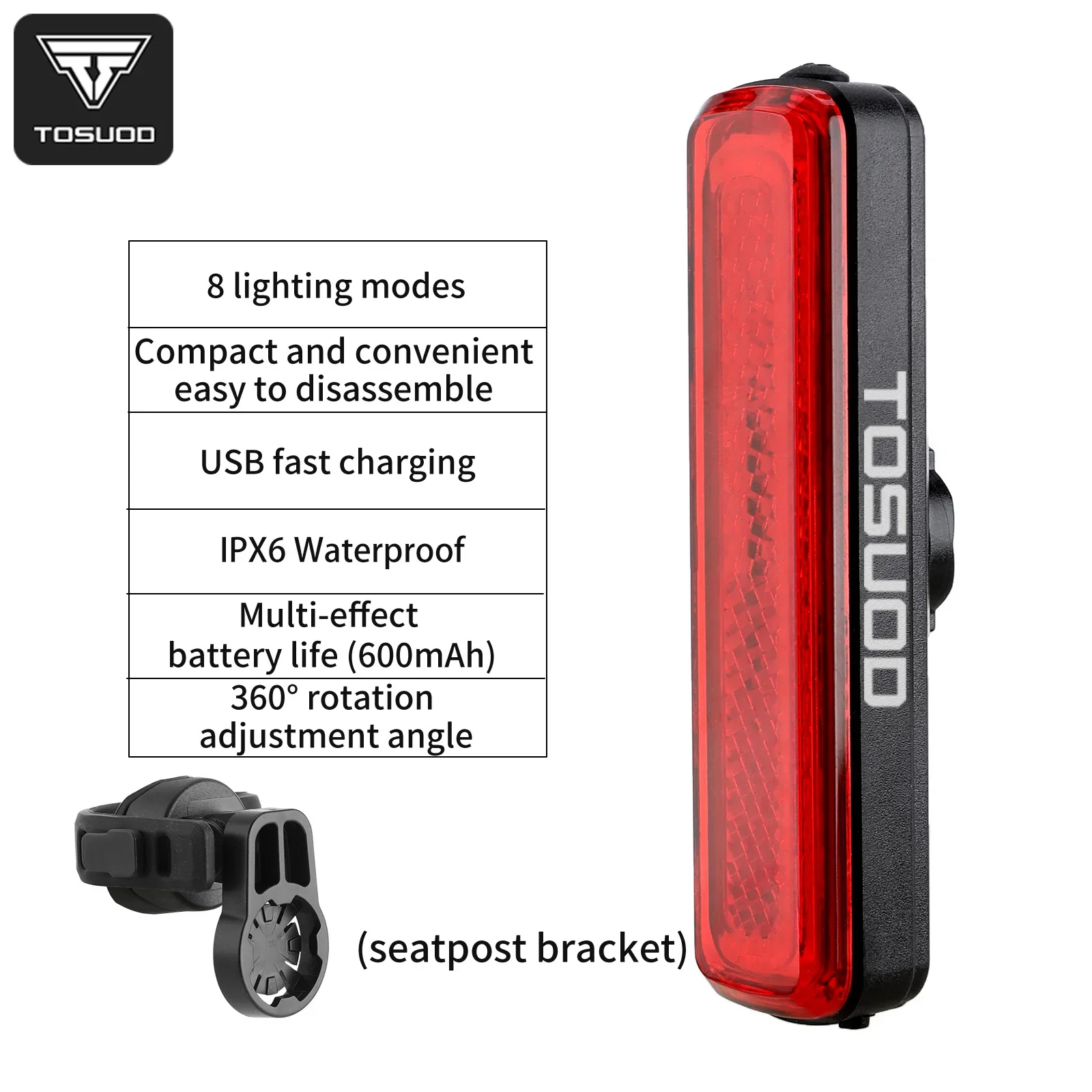 AliExpress TOSUOD Bicycle Taillight Waterproof Bicycle Taillight LED Bicycle Taillight High Brightness Night Riding Safety Warning Light