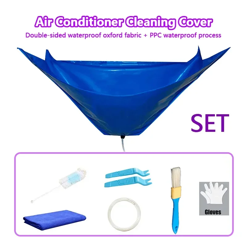 Air Conditioner Cleaning Cover Kit With Waterproof Bag Washing Tool Brush Filter Clean Spray Below 110CM Protective Dust Set