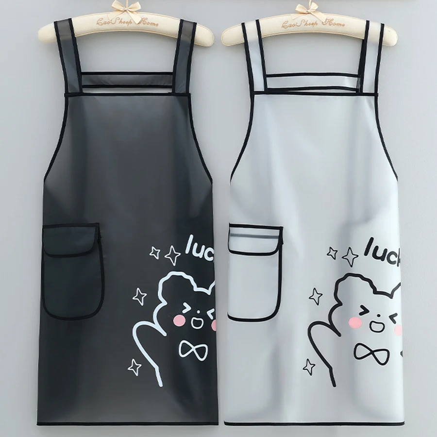 Waterproof TPU Kitchen Apron - Sleeveless, Oil Resistant, Lightweight for Cooking & Cleaning