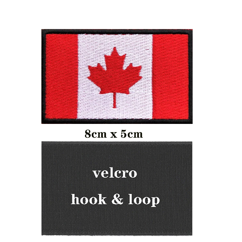 1PC Canadian Flag Canada Armband Embroidered Patch Hook & Loop Or Iron On Embroidery Badge Cloth Military Moral Stripe