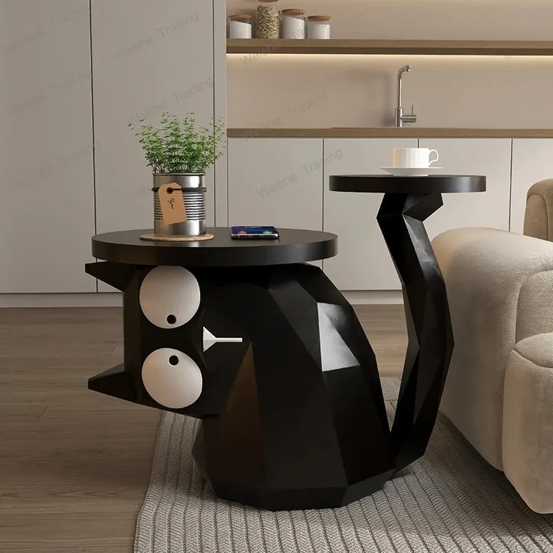 Artistic Cat Side Table for Living Room Home Decor Ornaments Creative Floor Standing Nightstand Animal Theme