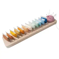 Embroidery Bobbin Organizer Rack Wooden Embroidery Floss Bobbin Holder Rack Tabletop Bobbin Holder 12 Slots Rack For Sewing
