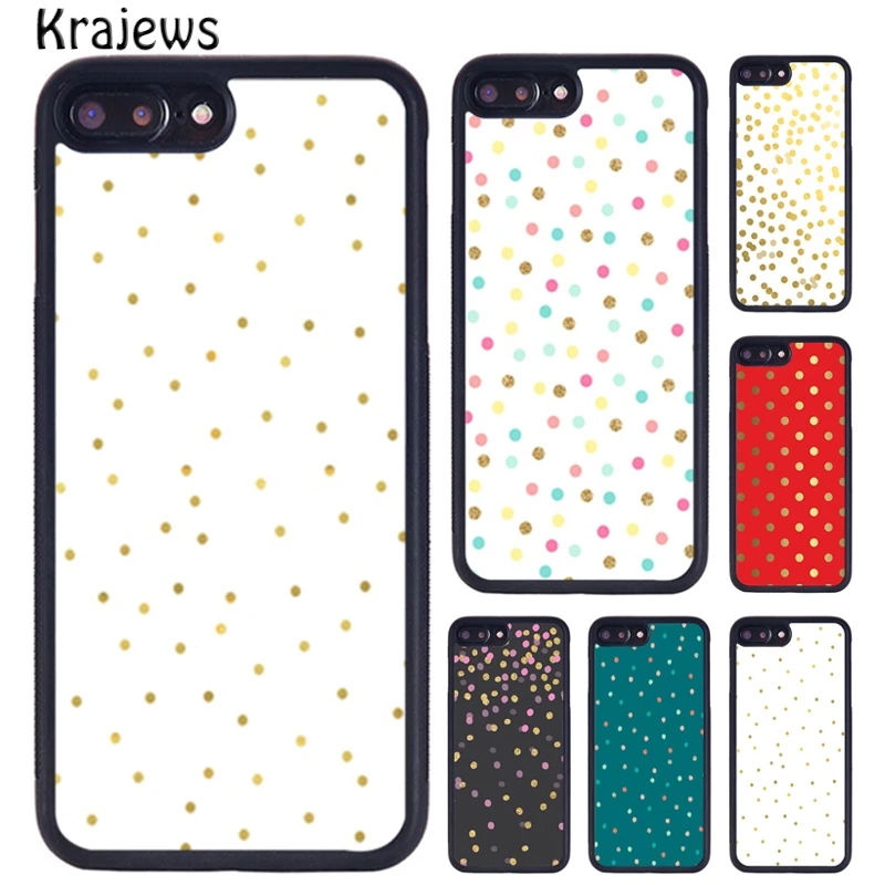 Krajews Gold Confetti Spots Dots Phone Case For iPhone 16 15 14 X XR XS 11 12 mini 13 Pro MAX Plus cover shell coque