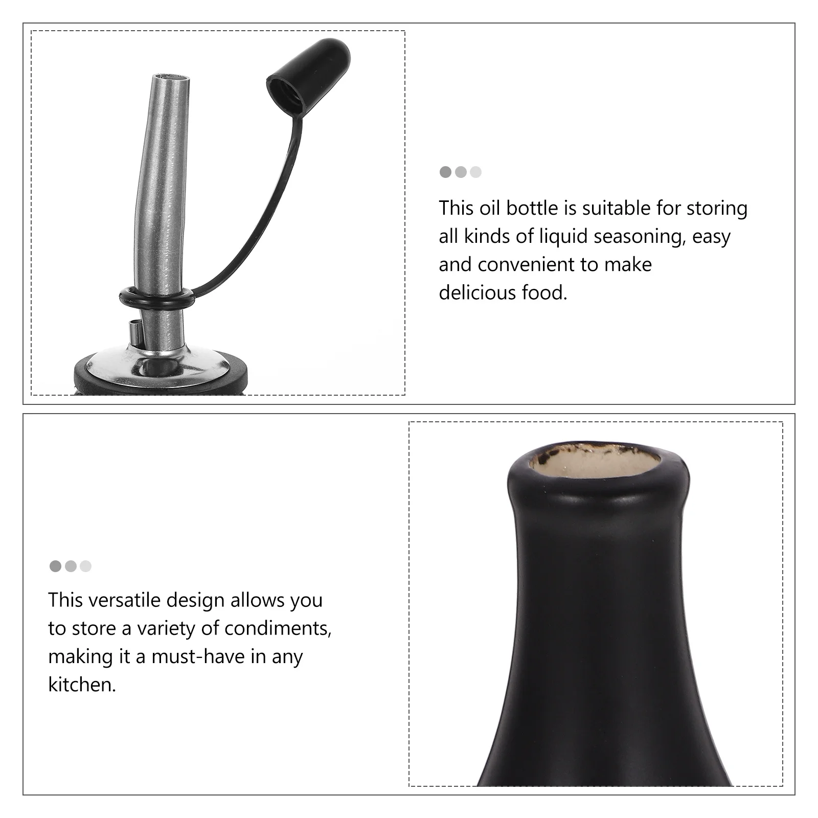 

Metal Oil Dispenser Bottle Ceramic Stainless Steel Silicone Kitchen Sauce Container for Olive Vinegar Soy Seasoning Storage