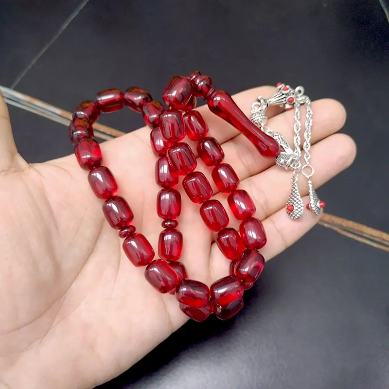 ALBASHAN 10X13MM Red Resin Tasbih  Misbaha prayer beads muslim Accessories Arabic rosary  jewelry Eid gift Islamic Bracelets