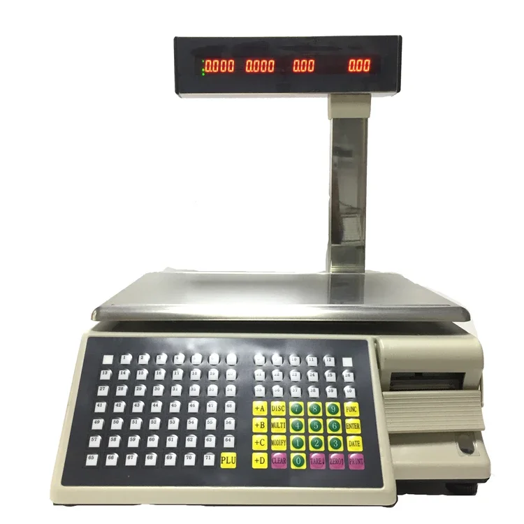 RS232 Thermal Label Printing 15KG/30kg Electronic Digital Weighting Scale with pole support Multiple language for fruit store
