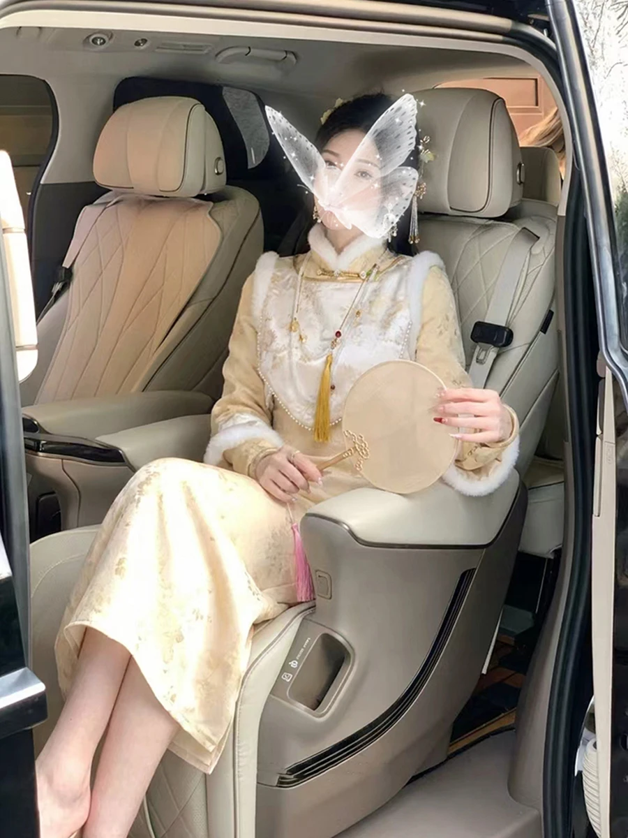 

Sy Guanghan Fairy Thiened вышитый жилет китайский Sle Qipao Dr весна осень новая мода ретро Sle Long Sve