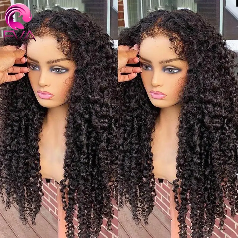 Eva Kinky Edges Natural Hairline Wig Curly Baby Hair Wig Lace Front Human Hair Wigs For Women 13x6 Hd Transparent Lace Front Wig image 5