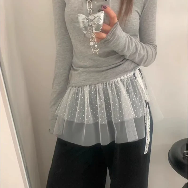 

Элегантная белая кружевная полуюбка в горошек с вышивкой, женская дизайнерская многослойная короткая юбка, корейская юбка трапециевидной формы с высокой талией, фартук