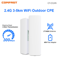 Comfast Outdoor Access Point 300Mbps 3-5KM Long Range Router CPE 2.4GHz Wireless Radio Bridge 2*14dBi Wifi Antenna Nanostation