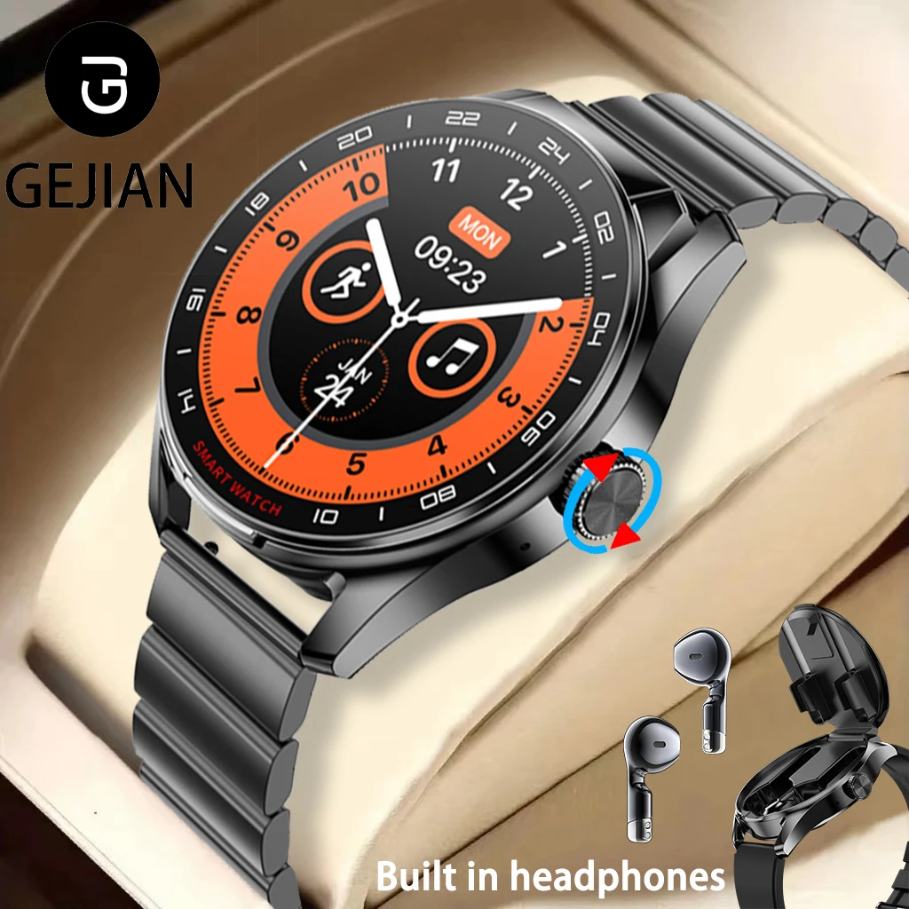 

GEJIAN Men's New Smart Bluetooth Connected Watch, Built in Headphones, 1.47-inch Screen Heart Rate Monitoring Smart Watch