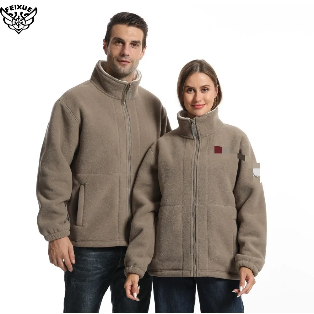 2025 Abrigo de lana para hombre Otoño e Invierno grueso cálido a prueba de viento a prueba de frío suelto de talla grande chaqueta de lana con cuello para deportes al aire libre