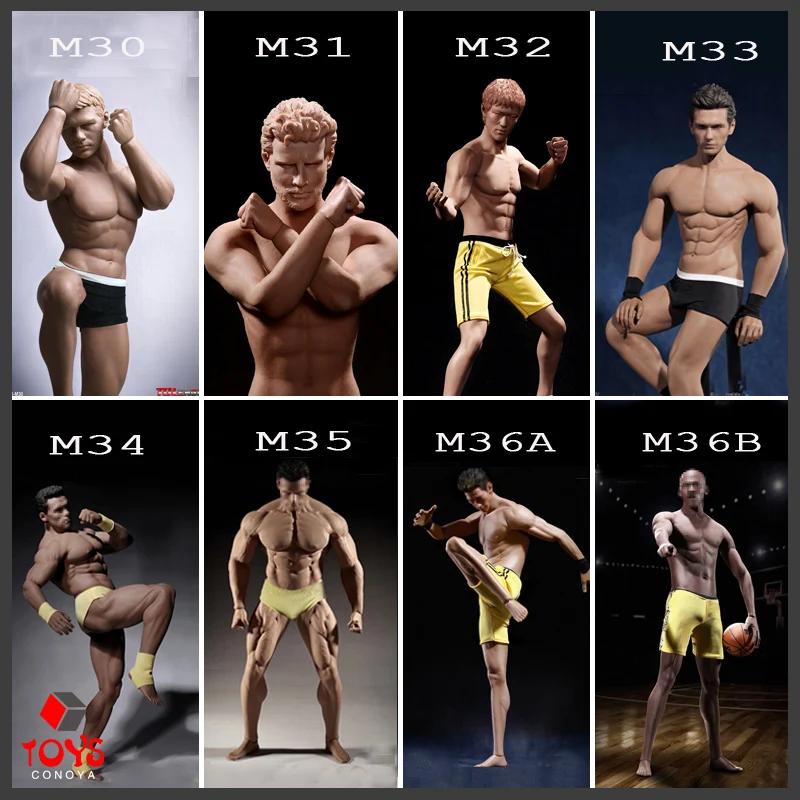 TBLeague Phicen M30 M31 M32 M33 M34 M35 M36 1/6 Scale Super-Flexible Male Seamless Body Suntan Black Skin 12