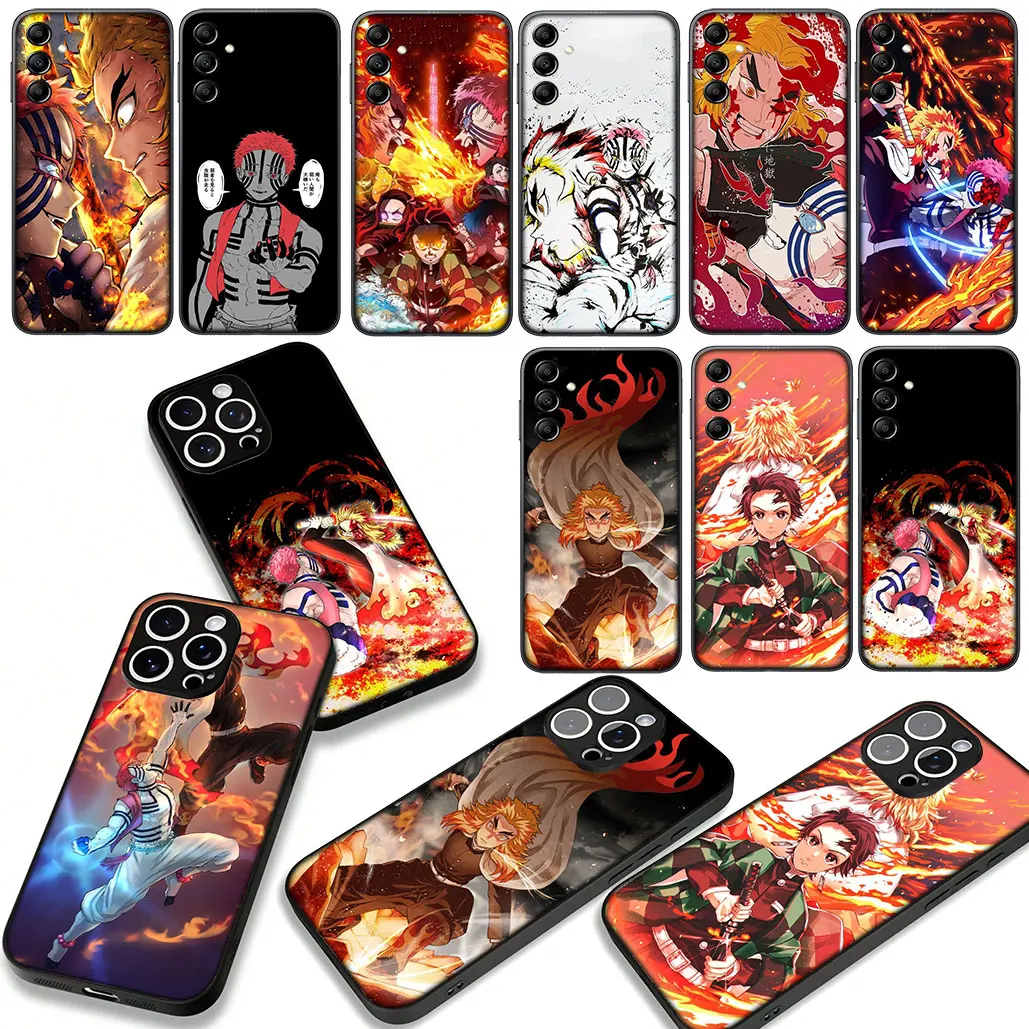 Чехол для Samsung Galaxy A56 A55 A25 A35 A54 S8 S9 S20 S21 FE S10 Plus A53 A13 A33 A34 A21S Akaza Kyojuro Rengoku Infinity Train