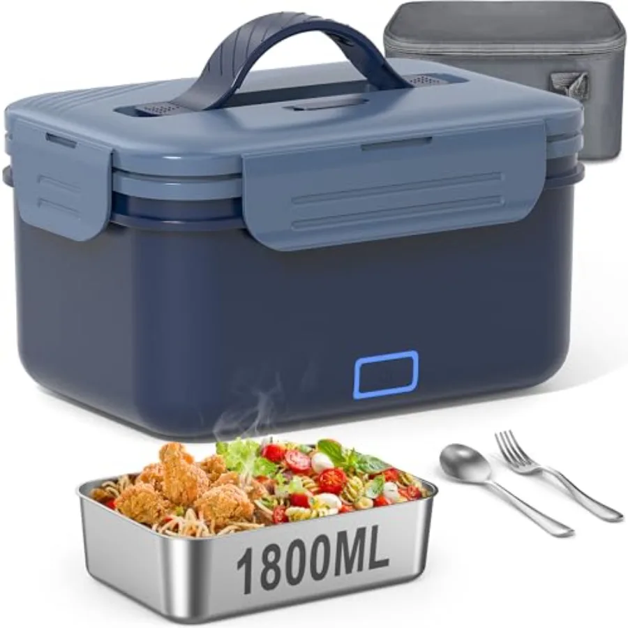 

Cordless Electric Lunch Box for Adults 1.8L Rechargeable Heated Lunch Box for Men Portable Self-Heating Food Warmer for Car/Tru