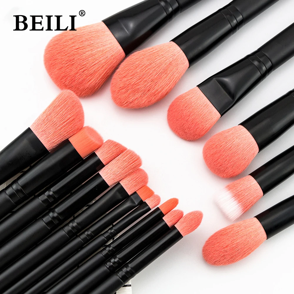 BEILI 16pcs Makeup Brushes Set Professional Foundation Powder Eyeshadow Make up Brush set Synthetic Colourful Makeup Brushes