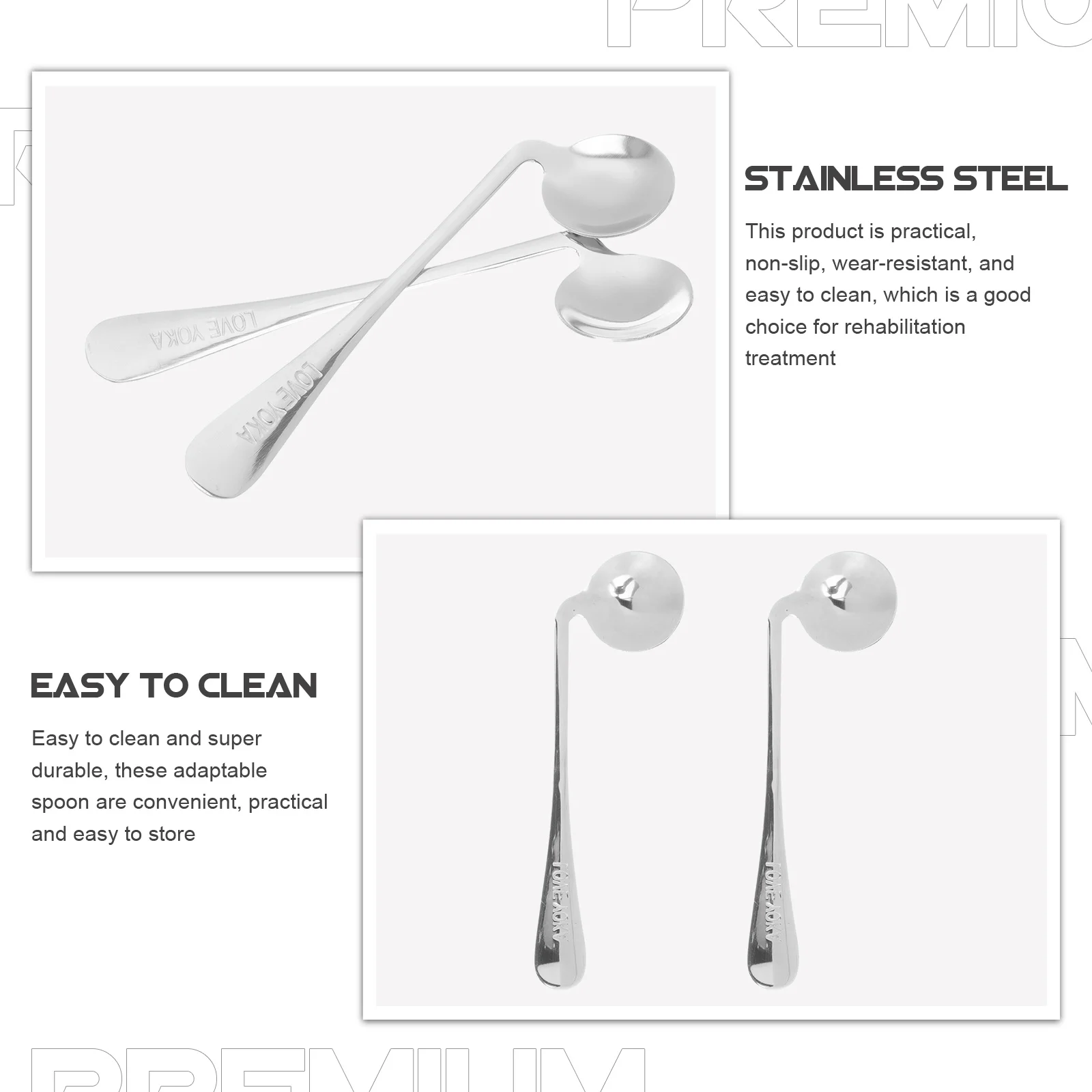 

2Pcs Adaptive Anti-Shake Spoon Set for Elderly Disabled Adults Non-Slip Ergonomic Feeding Utensils Household Portable Stainless