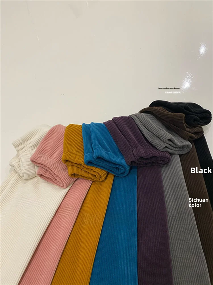 Jupe trapèze coréenne grande taille pour femmes avec fente coupe ample automne hiver jupes polyvalentes en velours côtelé taille haute Midi...