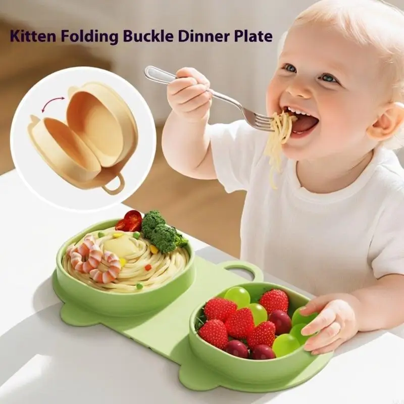 

Дорожная силиконовая детская тарелка, складная, можно мыть в посудомоечной машине, не токсичная, пищевая, детская тарелка, печь