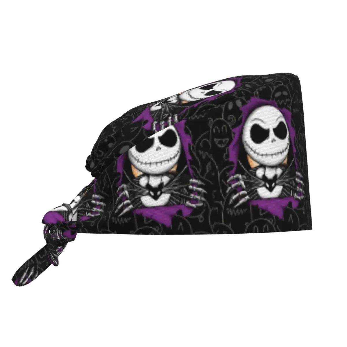 Gorro de trabajo de limpieza personalizado Jack Skellington, gorro exfoliante facial para hombres y mujeres, gorro quirúrgico para enfermera, gorro para enfermera
