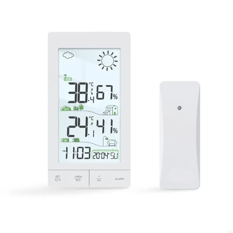

Wireless Weather Stations touch screens Thermometers Hygrometer ABS Temperature & Moisture Monitoring for Indoor Outdoor