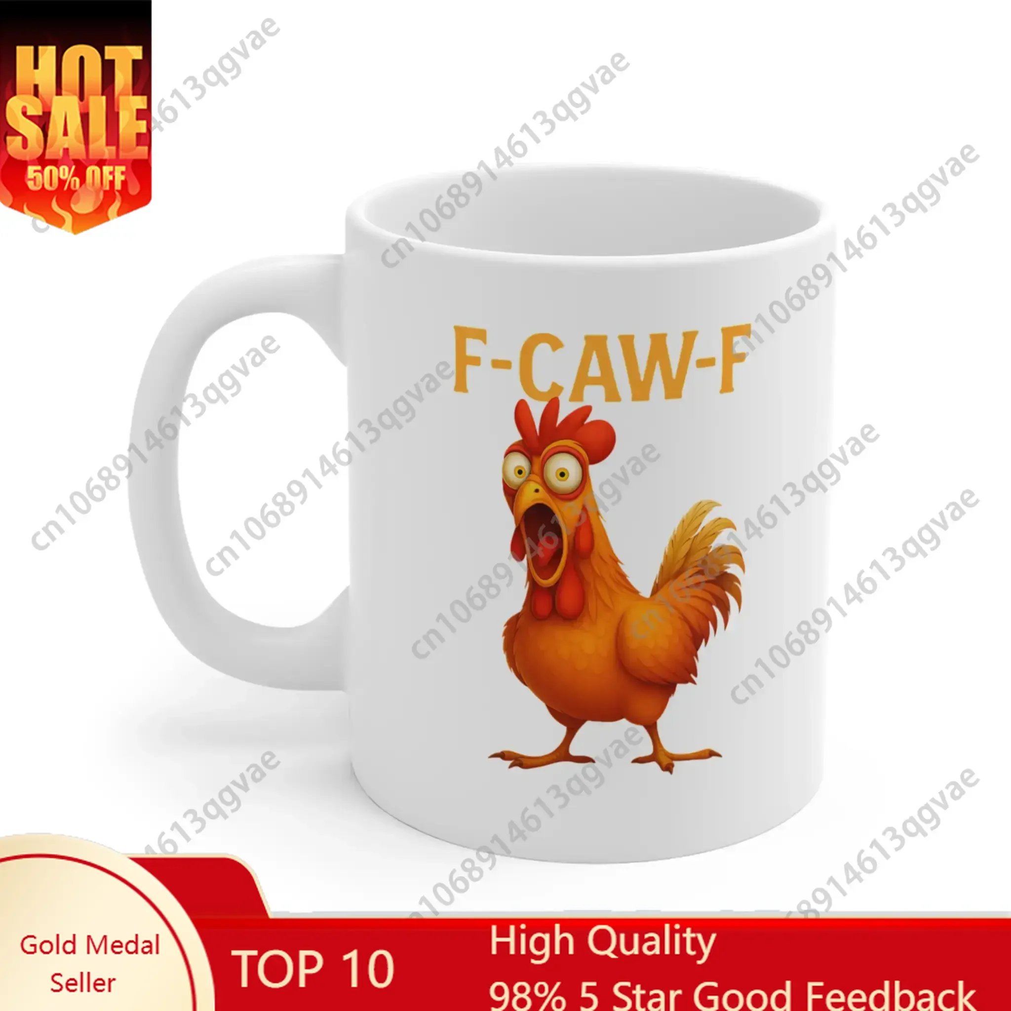 

Funny Chicken Mug F-Caw-F Coffee Cup Humorous Drinking Mug Gift