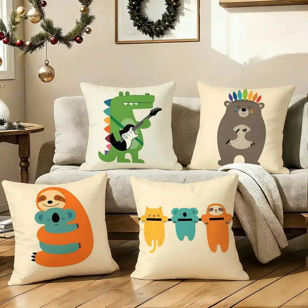 Simple Nordic Modern Anime Cushion Cover Soft Plush Double-Sided Pillow Cover Cozy Sofa Cushion Case Living Room Home Gift