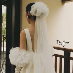 3.5cm New Bridal Wedding Veil Headdress Retro Palace super Long White Tail Headdress Super Fairy