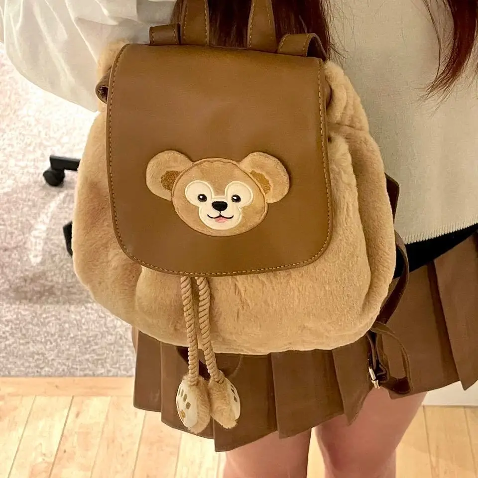 Disney Cartoon Backpack Duffy Bear Anime Plush Large Capacity Shoulder Bag Leisure Portable Plush Kawaii Handbag Girls Gifts