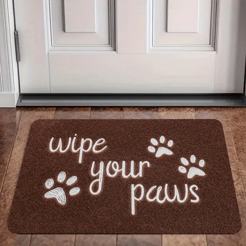 Pet Floor Mat Wipe Your Paws Letter Dog Paw Pattern Doormat Entryway Rug Cute Puppy Style Home Entrance Decoration
