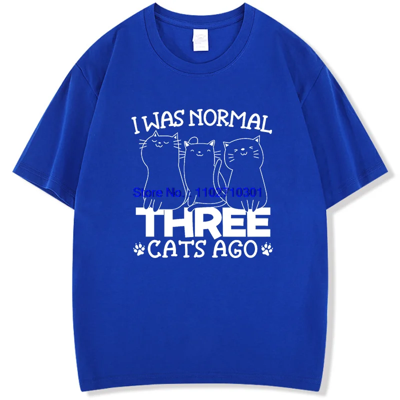 Men's Short Sleeve Graphic Tee 'I Was Normal Three Cats Ago' Fashion Shirt Cotton Top New Arrival Casual Wear