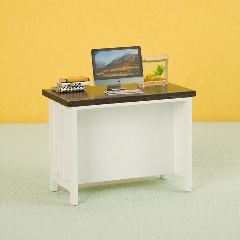 1:12 Scale Dollhouse Miniature Desk, Double-Layer Storage, Living Room Furniture Model 2025