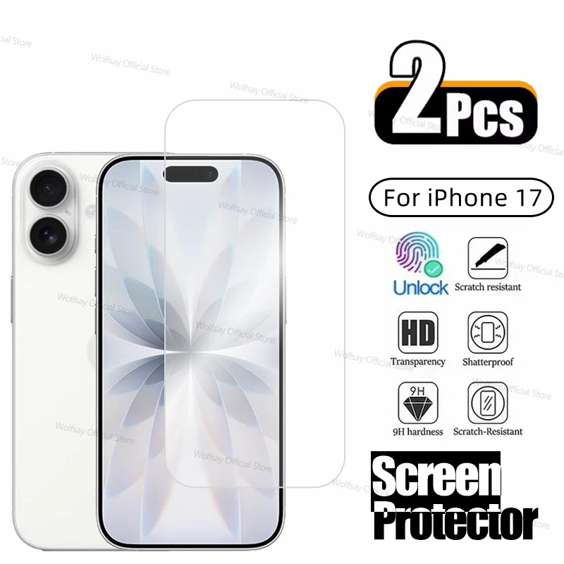 2/4PCS Tempered Glass For iPhone 17 Screen Protector For apple iPhone 17 Full Glue Clear Anti-Scratch Phone Glass For iPhone 17