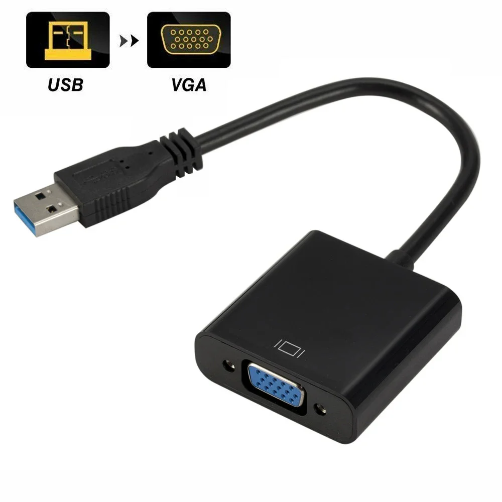 

USB 3.0 to VGA Video Graphic Card Adapter Display External Cable Adapter for PC HDTV 1080P/ USB 3.0 to Female VGA Connector