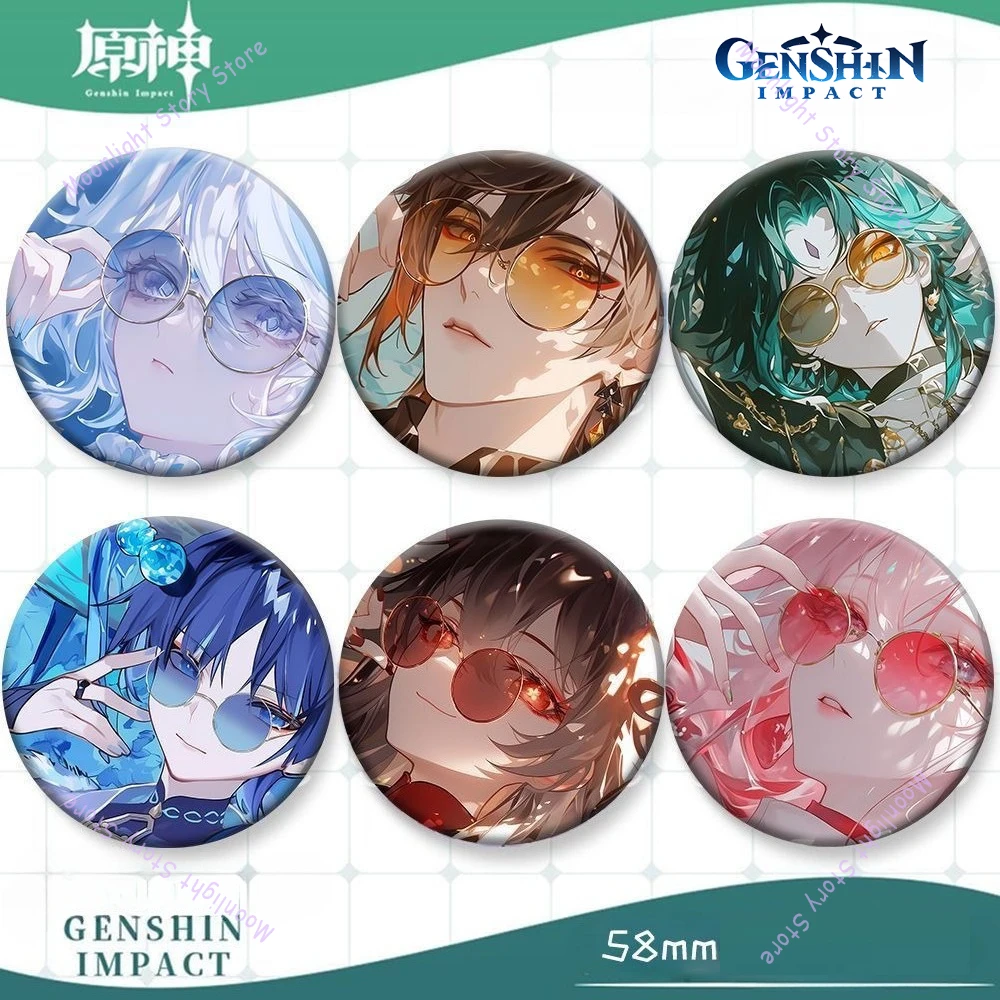 Genshin Impact Game Merchandise Badge Hanger Funina Skirmisher Zhongli Xiao Hu Tao Beeldjes Rugzak Broche Decoratie voor Fan