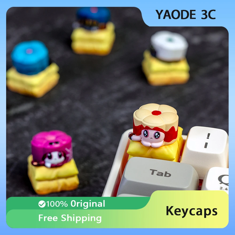 

Honkai: Star Rail Cat Cake Resin Key Caps MX Switch Hand Polished Coloring Anime Character Mechanical Keyboard Accessories Gift