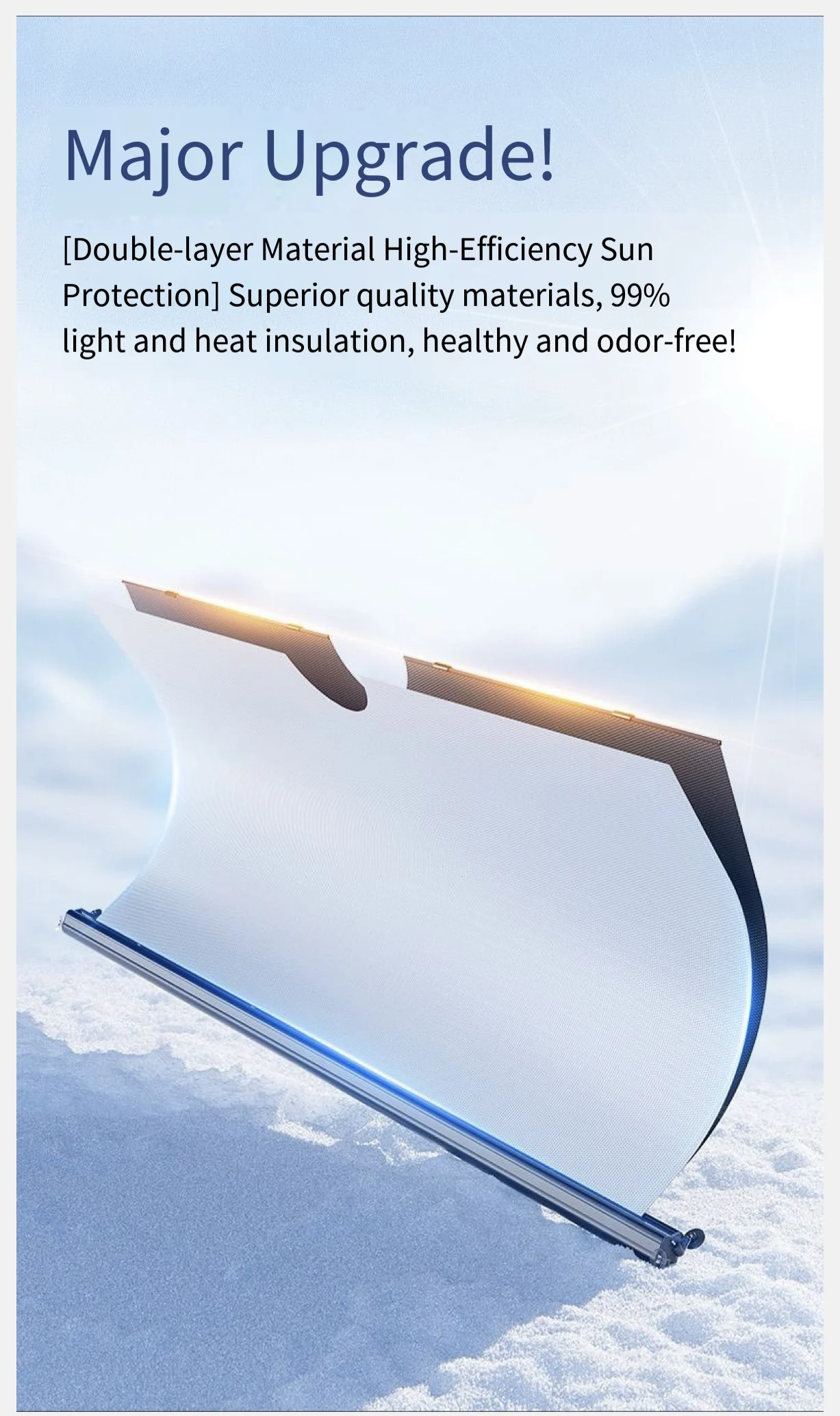 New Aluminum Foil Automatic Retractable Car Windshield Electric Sunshade Heat Insulation Curtain 124 128 131 134.6 139CM - view 4