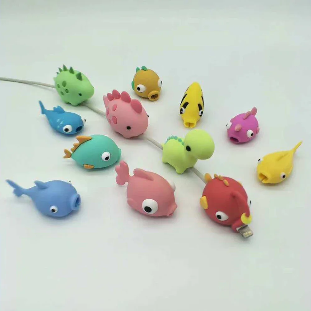 1Pcs Cute Animal Cable Protector Cord Wire Cartoon Protection Mini Silicone Cover Charging Cable Winder For Iphone Charger Cable