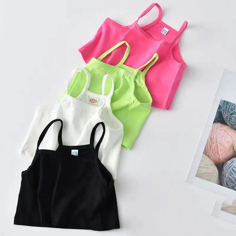 V-TREE Girls Bra camisole girl cotton vest child world of tank girls underwear candy color girls tank tops kids clothing models