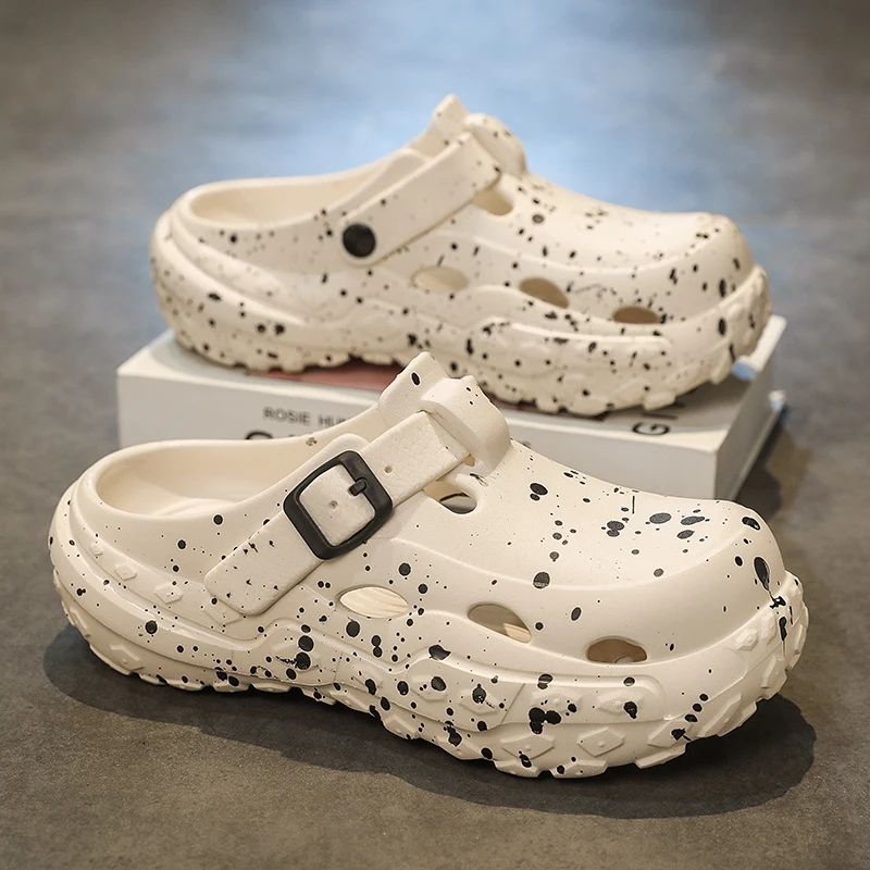 

Сплошной цвет, удобная противоскользящая пляжная обувь с подошвой, новые летние мужские сандалии, модные легкие и дышащие мужские повседневные сандалии