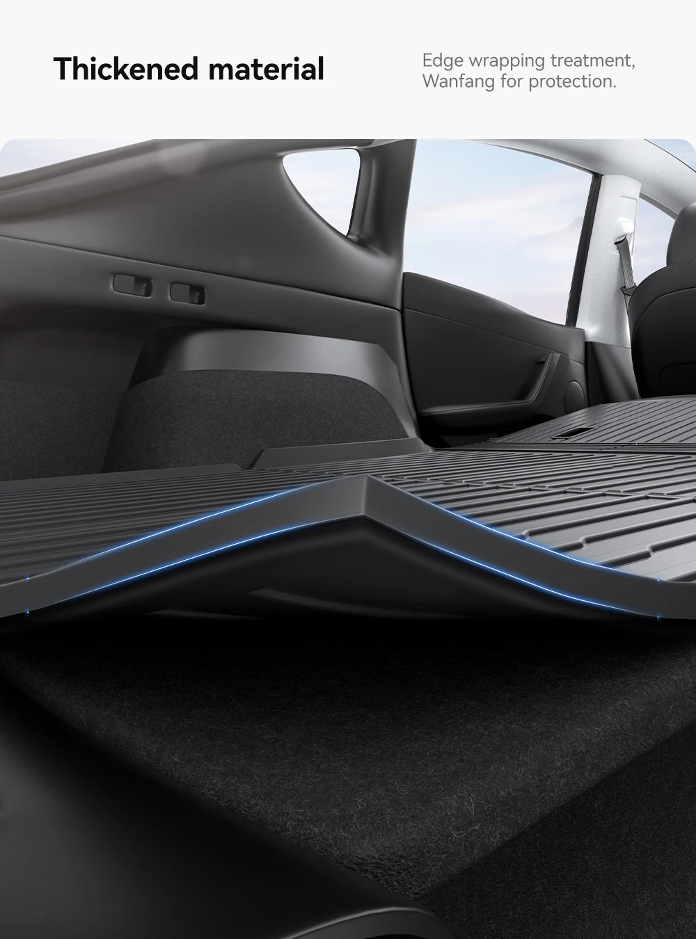YZ TPE Auto-Fußmatten für Tesla Model Y Juniper 2025 2026 Kofferraum-Mattenset Vier Jahreszeiten Wasserdicht Rutschfest Kofferraummatte – Detail 19