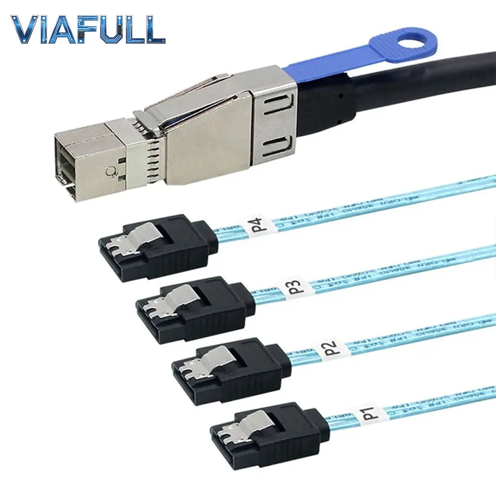 Mini SAS HD SFF-8644 to 4 SATA 7pin Cable, 12Gbps, 0.5m-3m, for Server Hard Drive External/Internal Connection