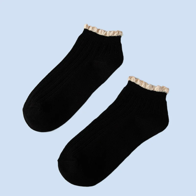 Chaussettes Bateau Minces Courtes en Dentelle pour Femme, Mignonnes, Peu Profondes, Printemps et Automne, 3/6 Paires